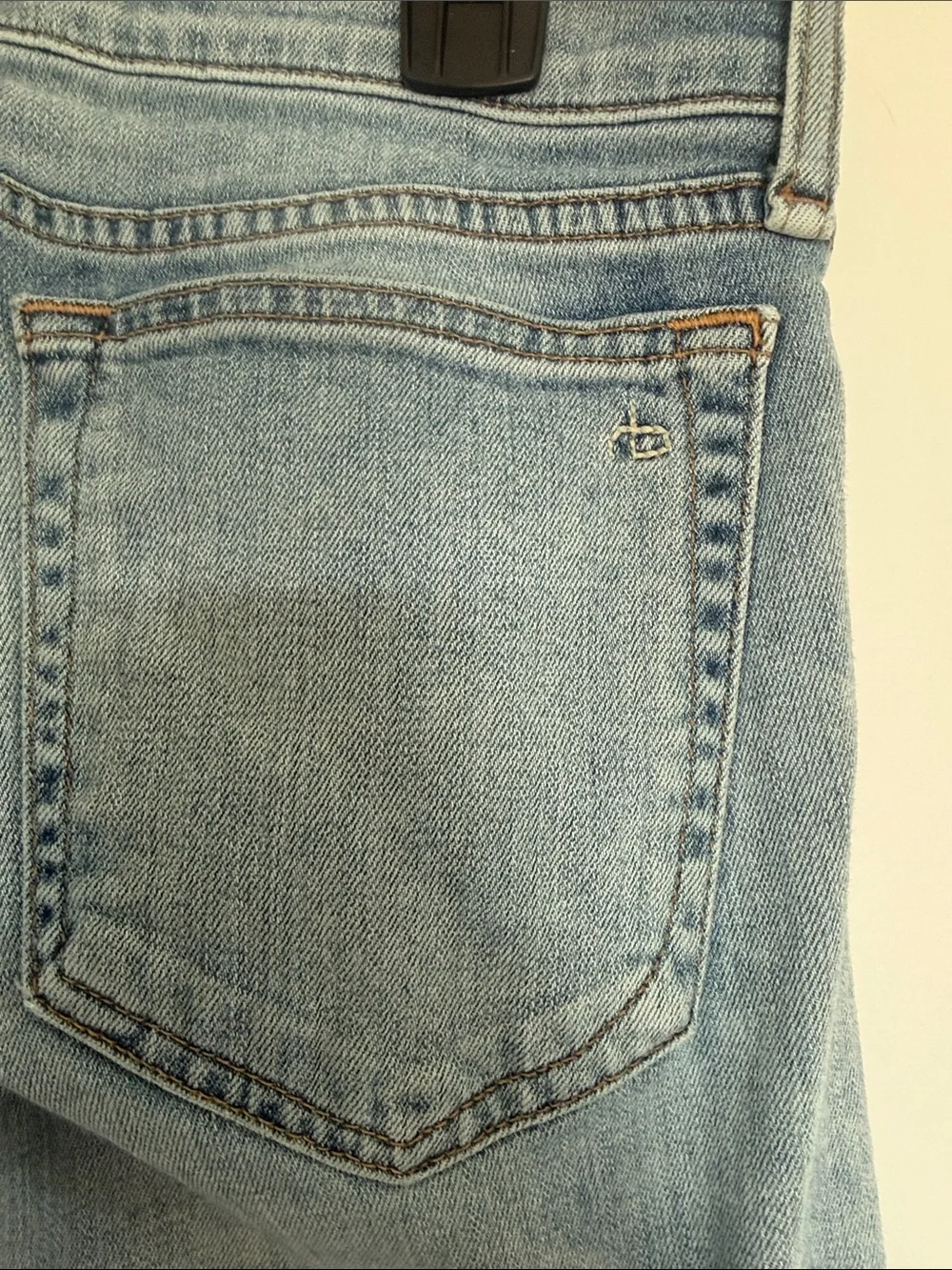 rag & bone Light Blue Distressed Straight-Leg Jeans